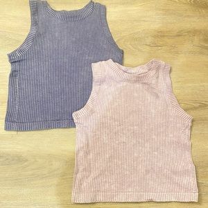 Two ribbed tank tops! Light purple and navy blue! S/M